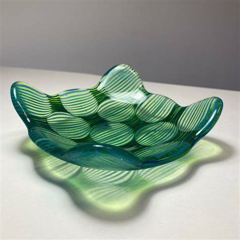 Handmade Green Shades Fused Glass Optical Illusion Bowl Which Etsy