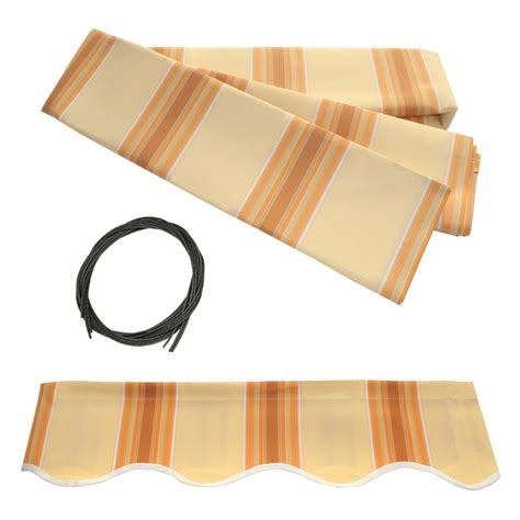 aleko    ft retractable awning fabric replacement multi stripe yellow retractable awning