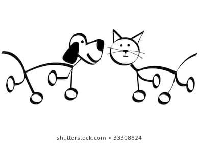 simple outline drawing  dog  cat vector illustration cat