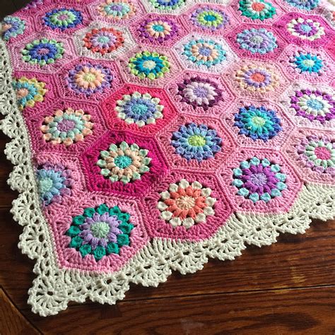 sunburst flower   crochet hexagon crochet patterns crochet throw
