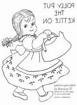 Polly Put Kettle Embroidery Pattern Flickr Nursery Redwork Rhymes Vintage Finds Coloring Transfers Floresita Choose Board sketch template