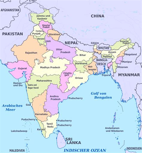 karte von indien  und kostenlose