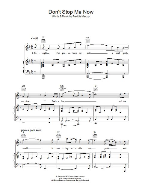 don t stop me now sheet music mcfly piano vocal and guitar chords