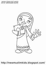 Coloring Muslim Girl Pages Islam Drawings Printable Color Edupics sketch template