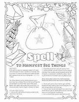 Spells Coloring Pages Book Shadows Wiccan sketch template