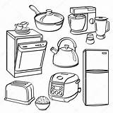 Kitchen Appliances Utensils Coloring Pages Sketch Different Kids Illustration Pdf Dryer Template Tools Preview Club sketch template