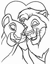 Simba Nala Coloring Drawing sketch template