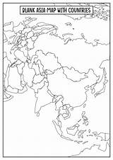 Asia Map Blank Printable Countries Worksheets Coloring Worksheeto Via sketch template
