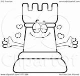 Chess Rook Coloring Mascot Wanting Loving Hug Clipart Cartoon Cory Thoman Outlined Vector 2021 sketch template
