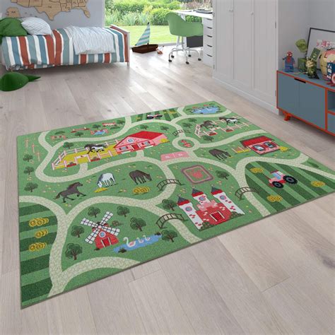 amazoncom kids play mat rug educational happy horse farm  playroom green size
