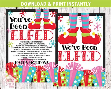 youve  elfed sign elf printable weve  etsy youve