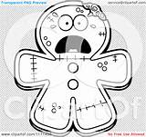 Gingerbread Screaming Zombie Mascot Outlined Coloring Clipart Cartoon Vector Cory Thoman sketch template