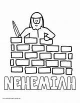 Nehemiah Coloring Wall Bible Builds Kids Crafts Pages Sheets School Sunday Rebuilds Activities Preschool Lessons Rebuilding Color Walls Printables Story sketch template