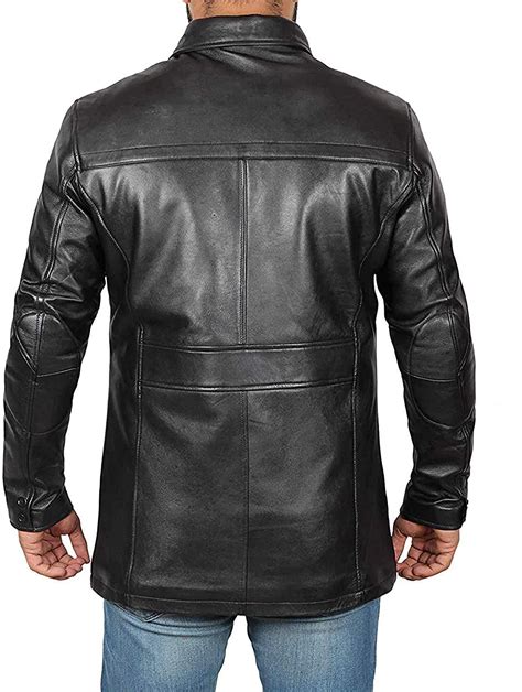 Men S Black Leather Coat 3 4 Length Leather Jackets For Men Clara