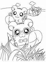 Hamster Coloring Pages Cute Hamtaro Books Popular Hamsters sketch template