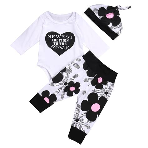 babies pcs letter heart floral clothing set newborn infant baby boy