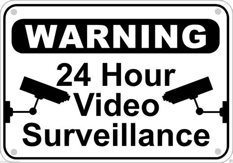 hour video surveillance warning sign aluminum metal home business