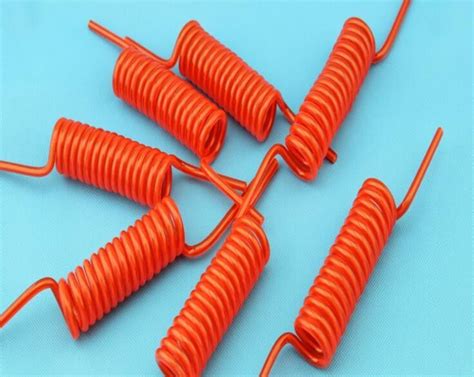 bright color electrical curly extension cord coiled power cable  copper conductor