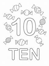 Coloring Pages Number Ten Numbers Printable Class Kids Preschool Candy Book Drawing Color Worksheets Math Printables Template Kindergarten Toddler Learning sketch template