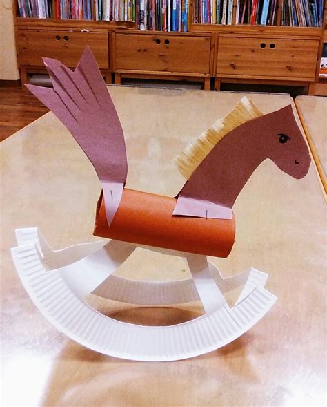 rocking horse paper plate paper tube   craft