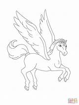 Pegasus Coloring Pages Flying Horse Color Printable Drawing Kids Unicorn Colouring Little Pony Barbie Magic Print sketch template
