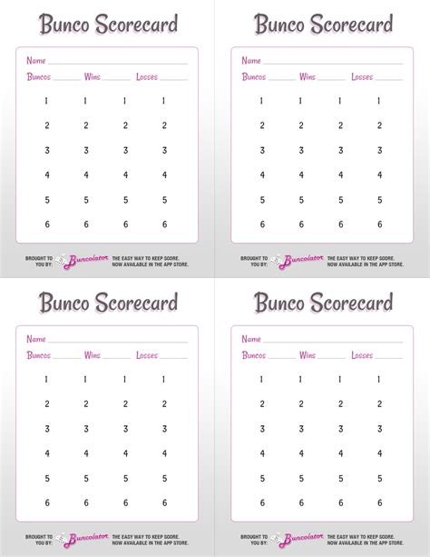 printable bunco score sheets  images  collection page