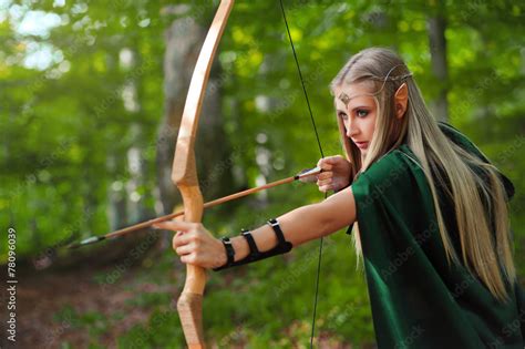 sexy girl elves produces  arrow   bow stock photo adobe stock