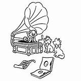 Music Coloring Pages Gramophone Listening Ones Wonderful Little Printable sketch template