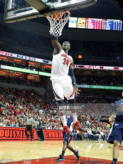 montrezl harrell of the louisville cardinals dunks the ball during