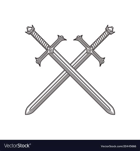 crossed ancient swords royalty  vector image