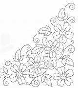 Flower Embroidery Patterns Designs Trace Flowers Coloring Hand Borders Pattern Redwork Broderie Para Modele Pages Un Desenhos Pergamano Floral Corner sketch template