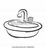 Sink Vector Drawing Bathroom Style Hand Toilet Shutterstock Sketch Stock Illustration Cartoon Flush Preview sketch template