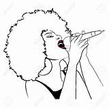 Singer Afro Female Singing Drawing Jazz Girl American Outline Drawings Getdrawings Coloring Stock 123rf sketch template