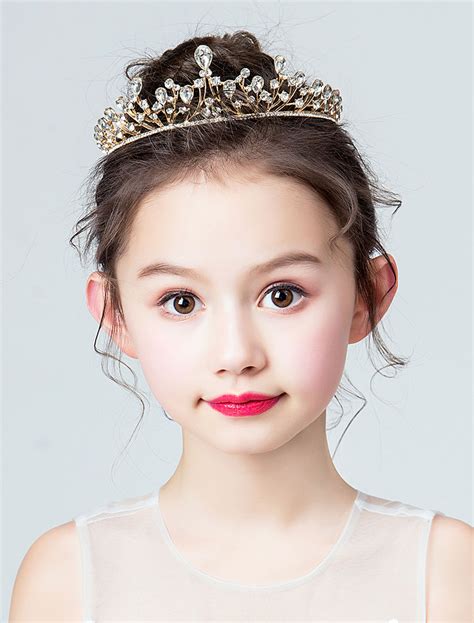flower girl headpieces gold tiara crown kids hair accessories milanoocom