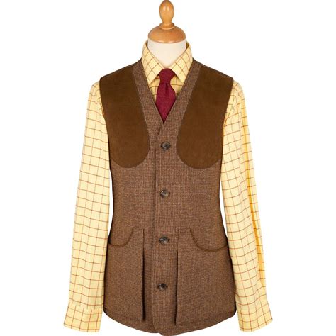 brown hunting tweed shooting waistcoat mens country clothing cordings