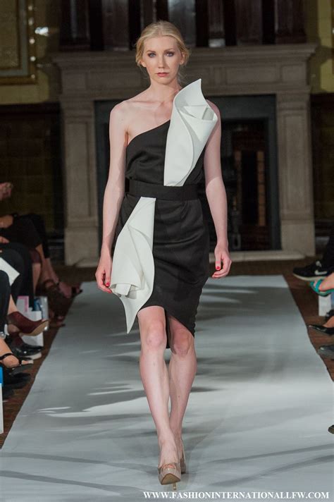 lenie boya london fashion week ss  black dress   calla lily details  shoulder
