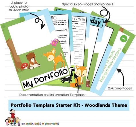child portfolio templates starter kit woodlands theme etsy australia