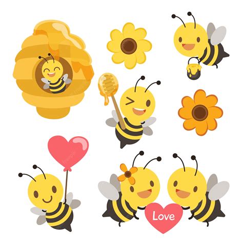 premium vector collection  cute bee   action set