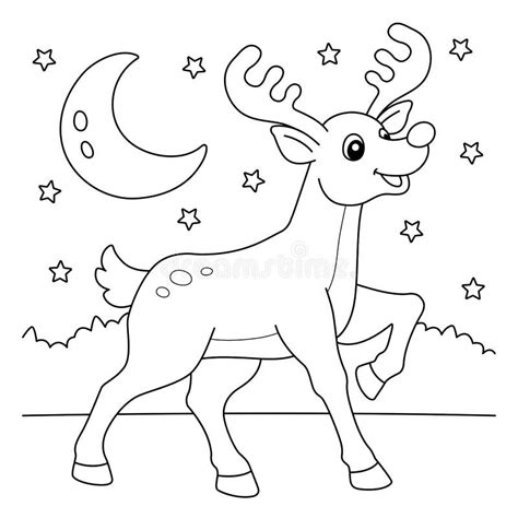 christmas reindeer coloring page  kids stock vector illustration
