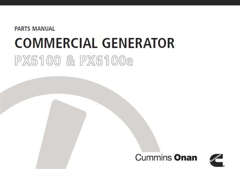 cummins onan px pxe commercial generator parts manual service manual