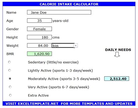 calorie calculators microsoft  open office templates