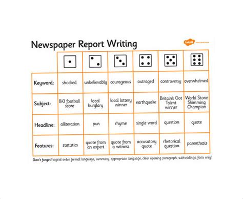 sample newspaper report templates