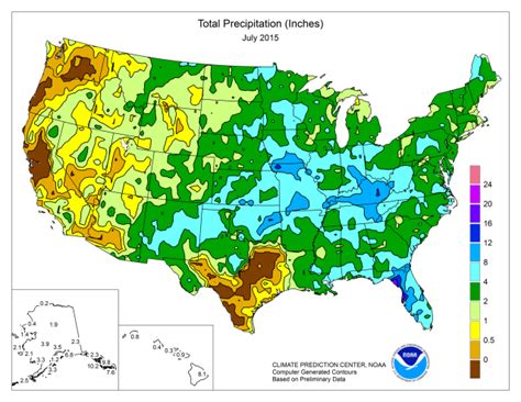 total rainfall  usa  july  maps   web
