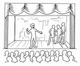 Stage Drawing Audience Theatre Kids Curtains Getdrawings Drama sketch template