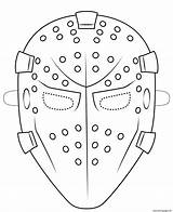 Mask Halloween Coloring Outline Pages Goalie Printable sketch template