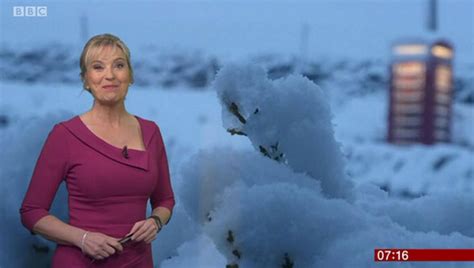 Carol Kirkwood Sizzles In Skintight Frock With Plunging Neckline