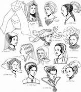 Tudor Elizabethan 1500s Headwear Fashions Headdress Hoods sketch template