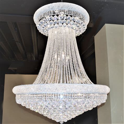 empire  light chrome finish  clear crystal chandelier         large