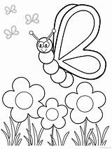 Flower Motýľ Kreslený sketch template