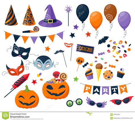 halloween party colorful icons set vector stock vector